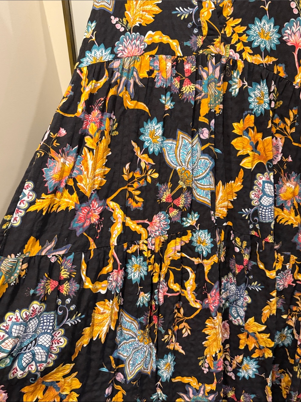 Anthropologie Carolita Black Floral Maxi Dress with Bold Botanical Print - Picture 5 of 8